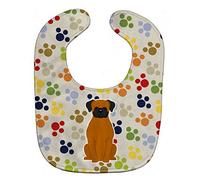 Caroline's Treasures BB5944BIB Pawprints Fawn Boxer Baby Bib, 10 x 13", Multicolor