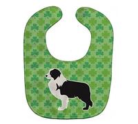Caroline's Treasures BB6428BIB Black Border Collie Shamrocks Baby Bib, 10 x 13", Multicolor