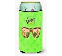 Caroline's Treasures Beach Sunglasses Green Polkadot Beverage Insulator Hugger Tall Multicolor