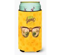 Caroline's Treasures Beach Sunglasses Yellow Polkadot Beverage Insulator Hugger Tall Multicolor