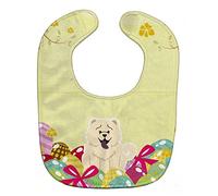 Caroline's Treasures Easter Eggs Baby Bib, Chow Chow White, Large