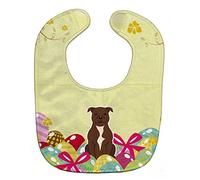 Caroline's Treasures Easter Eggs Baby Bib, Staffordshire Bull Terrier Chocolate, Large