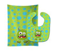 Caroline's Treasures Little Monster Baby Bib & Burp Cloth, Greenie Doodle, Large