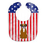 Caroline's Treasures Patriotic USA Baby Bib, Flashy Fawn Boxer, Large