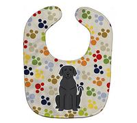 Caroline's Treasures Pawprints Baby Bib, Black Labrador, Large