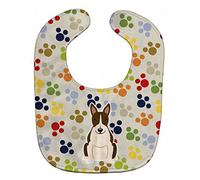 Caroline's Treasures Pawprints Baby Bib, Bull Terrier Dark Brindle, Large