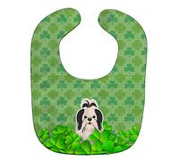 Caroline's Treasures Shamrocks Baby Bib, Shih Tzu Black White, Large
