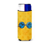 Caroline's Treasures Sunglasses Yellow Polkadot Beverage Insulator Hugger Slim Multicolor