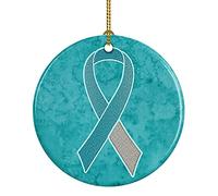 Caroline's Treasures Teal and White Ribbon for Cervical Cancer Awareness Ceramic Ornament AN1215CO1