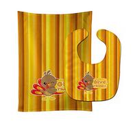 Caroline's Treasures Thanksgiving Baby Bib & Burp Cloth, Turkey Give Thanks, Large