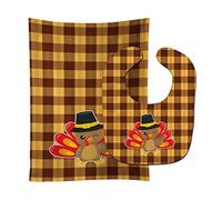 Caroline's Treasures Thanksgiving Baby Bib & Burp Cloth, Turkey Wink, Large