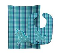 Caroline's Treasures Unicorn Baby Bib & Burp Cloth, Plaid, Large