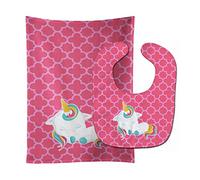 Caroline's Treasures Unicorn Baby Bib & Burp Cloth, Quatrafoil Pink, Large
