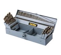 CaRoller Cobalt Drill Bit Set 115 PCS, High Speed Steel M35 Drill Bits Durable Round Shank Drill Sets for Hardened Steel, Wood Plastic, Sheet Metal, with Metal Index Storage Box (115pcs Cobalt)
