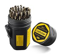 CaRoller Cobalt Drill Bit Set 29-Piece M35 Cobalt Steel Metal Drill Bits Durable Round Shank Drill Sets for Steel, Wood Plastic Sheet Metal - Includes Practical Cup-Type Holder (29pcs Cobalt)