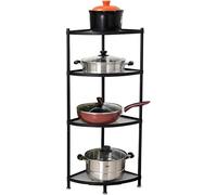 CarolynDesign 4-Tier Standing Pot Rack, Cast Iron Pots and Pans Storage Shelf, Height Adjustable Cookware Stand, Black