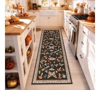 CAROMIO 60x180 cm Hallway Runner Rug Butterfly & Mushroom Dark Brown | Washable Foldable Soft Floor Mat, Non Slip, Non-Shedding, Low Pile, Bedroom, Kitchen Entrance, Laundry Room, Bedside