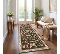 CAROMIO 60x180 cm Hallway Runner Rug, Washable Non-Slip Low Pile Carpet with Butterfly & Mushroom Design, Soft Floor Mat for Bedroom Kitchen Entrance, Dark Brown
