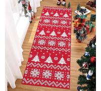 CAROMIO Christmas Snowflake Indoor Runner Machine Washable Rug Non Slip Floor Carpet Decorative Sofr Hallway Runner, Red 60 * 180 cm
