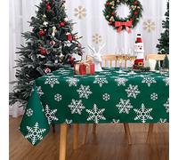 CAROMIO Christmas Table Cloth Wipe Clean Tablecloth Rectangular Water Resistant Table Cover Snowflakes Xmas Table Cloth Tablecloth for Kitchen Party Home Decor 54x79inch Green