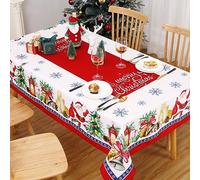 CAROMIO Christmas Tablecloth 60x84 Inch, Santa Claus & Christmas Tree Design - Spill-Proof Rectangular Table Cover, Holiday Party Decor for Kitchen Dining Room Banquet