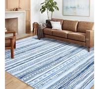 CAROMIO Large Area Rug 160 x 230 cm, Super Soft Moroccan Washable Anti-Slip Backing Rugs for Living Room Bedroom Home Office Dining Room Foldable Geometric Machine Washable Blue