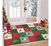CAROMIO Machine Washable Area Rug for Bedroom Indoor Throw Rug Christmas Tree Snowflake Decorative Living Room Rug, Red/Green 120 x 170 cm