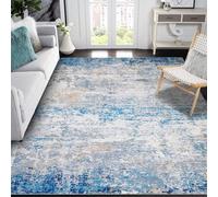 CAROMIO Modern Abstract Rug 120 x 170cm, Machine Washable Area Rug for Bedroom, Low Pile Foldable Carpet, Non-Slip Indoor Floor Mat for Living room Office Area Decor, Grey Blue