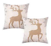 CAROMIO Red Christmas Pillow Covers 18x18 Set of 2 Farmhouse Chrismas Decorations for Home Indoor Decorative Throw Pillows for Living Room Xmas Snowflake Deer Couch Pillows Outdoor Sofa Bed Room
