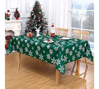 CAROMIO Xmas Table Cloth Snowflakes Tablecloths Large Tablecloth Rectangular 54x90inch Wrinkle Water Resistant Table Cover for Christmas New Year Decoration, Green