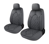 CAROMOP Luxury PU Leather Car Seat Covers Front Set - Anti-Stain Waterproof Automotive Seat Covers for Cars - Universal Car Interior Covers Seat Protectors for Sedans SUVs Pick-up Trucks (Gray)