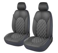 CAROMOP Luxury PU Leather Car Seat Covers Front Set - Anti-Stain Waterproof Automotive Seat Covers for Cars - Universal Car Interior Covers Seat Protectors for Sedans SUVs Pick-up Trucks (Gray)