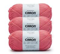 Caron All Day Cotton - 3 Pack of 173 Yards/3.52 oz Watermelon 100% Mercerized Cotton Yarn