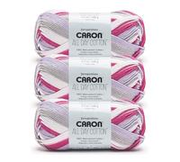 Caron All Day Cotton Lavender Haze Yarn - 3 Pack of 100g/3.5oz - 100% Mercerized Cotton - #4 Worsted (Medium) - 173 Yards - Knitting/Crochet