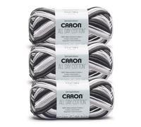 Caron All Day Cotton Midnight Storm Yarn - 3 Pack of 100g/3.5oz - 100% Mercerized Cotton - #4 Worsted (Medium) - 173 Yards - Knitting/Crochet