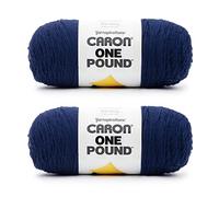 Caron One Pound Midnight Blue Yarn - 2 Pack of 454g/16oz - Acrylic - 4 Medium (Worsted) - 812 Yards - Knitting/Crochet