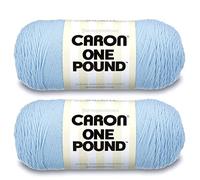 Caron One Pound Sky Blue Yarn - 2 Pack of 454g/16oz - Acrylic - 4 Medium (Worsted) - 812 Yards - Knitting/Crochet