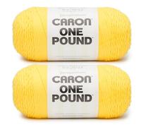 Caron ONE Pound Sun Yellow Yarn - 2 Pack of 453g/16 oz - 100% Acrylic - #4 Worsted (Medium) - 812 Yards - Knitting/Crochet