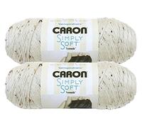 Caron Simply Soft Bulk Buy Tweeds Acrylic Blend Yarn (2-Pack) ~ 5 oz. Skeins (Off White)2