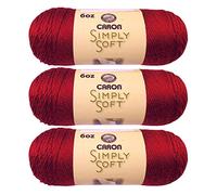 Caron, Simply Soft knitting yarn, 3 pieces, bone_parent #H97003-9730 Autumn Red