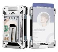 Caronex Slim Wallet for Men and Card Holder | RFID Protected | Pull-Up Function | Front Pocket Wallets | ID Card Window | Integrated Money Clip, Sliver, Slim