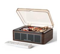 CARONSORT CD Player with Speakers Bluetooth Nostalgic Retro Portable CD Players for Home Wood Music Player FM Radio for HomeWired and Remote Control-Walnut Brown