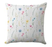 CarOptics Spring Summer Wildflower Pillow Cover 18x18 Inch - Pastel Wildflower Meadow, Watercolor Botanical Design, Fresh Garden Aesthetic, Decorative Floral Cushion Case for Home and Living Spaces