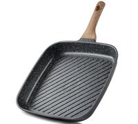 CAROTE 11 Inch Nonstick Grill Pan for Steak - Premium Granite Nonstick Coating, Square Grill Skillet, Indoor Outdoor RV Camping Use, Gas & Induction Safe, All Stovetops Compatible, PFOA Free, Black