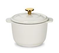 CAROTE 2QT Enameled Cast Iron Rice Pot, Non-Toxic Small Dutch Oven with Lid for Rice Grains, Soup, Sourdough Bread Baking, Braising, Roasting, Dual Handles, All Stovetop Compatible, Oven Safe, White