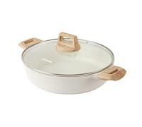 CAROTE 3 Qt Nonstick Stock Pot with Lid Soup Pot with Lid, Casserole Super Easy to Clean Non Stick Cooking Pot Cookware PFOA Free, White Granite