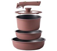 CAROTE 5pcs Pots and Pans Set Non stick,Cookware Set Detachable Handle,kitchen essentials,RV kitchen pot and pan,Induction Cookware,Oven Safe,PFOA PFOS FREE,Burgundy