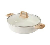 CAROTE Nonstick Stock Pot with Lid Soup Pot, 4 Quart with Lid, Casserole Super Easy to Clean Non Stick Cooking Pot Cookware PFOA Free, White Granite