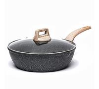 CAROTE Saute Pan with Lid, Non Stick Induction deep Frying pan with Lid for All Hobs, 24cm/2.8 Litre