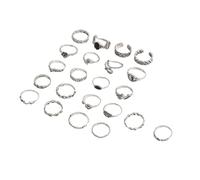carotoe 22 Pieces Antique Styles Rings With Floral Embossing And Snake TaiJi Yin Yangs Designs Accessory For Daily Wear Fashion Accessories